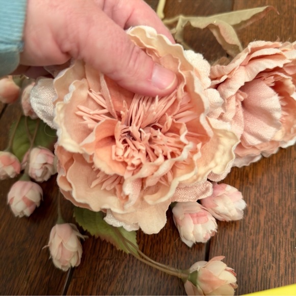 Blush Pink Roses Peonies Floral Green Leaves Wedding Dining Table Arrangement - Picture 9 of 16